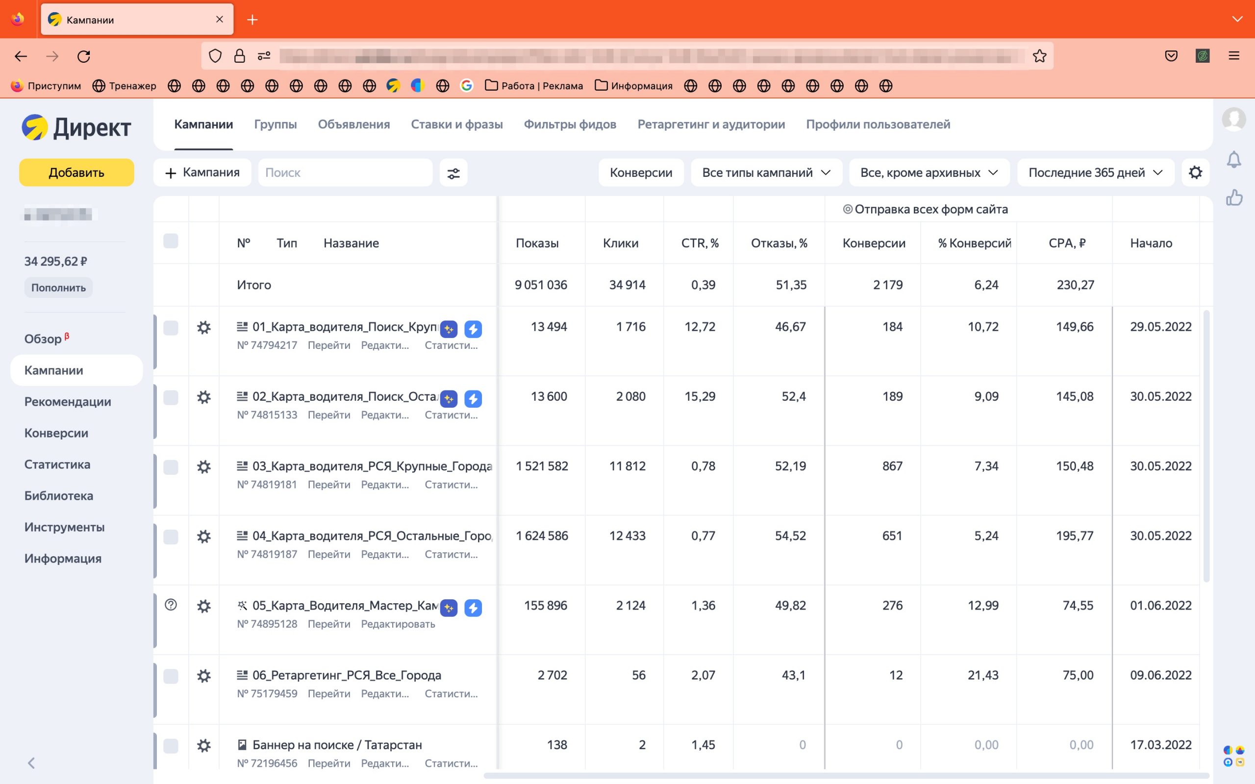 Статистика Яндекс.Директ — кейс Стандарт, карты тахографа