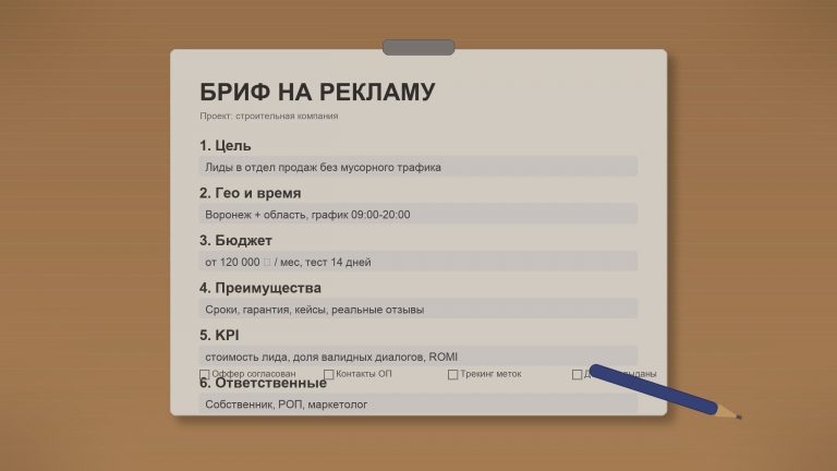 Идеальный бриф перед рекламой: как собрать данные без портянок и боли